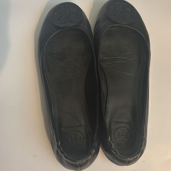 TORY BURCH MINNIE TRAVEL BALLET FLAT in perfect black Size 8 - Picture 10 of 12